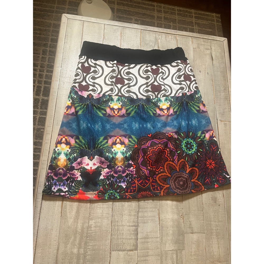 Jedzebel Skirt Floral Mandala Print Multicolor A‎ Line Knee Length Womens Large